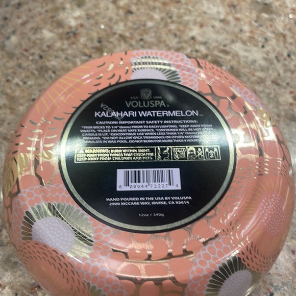 NEW Voluspa KALAHARI WATERMELON 3 Wick Tin Candle - Picture 7 of 9